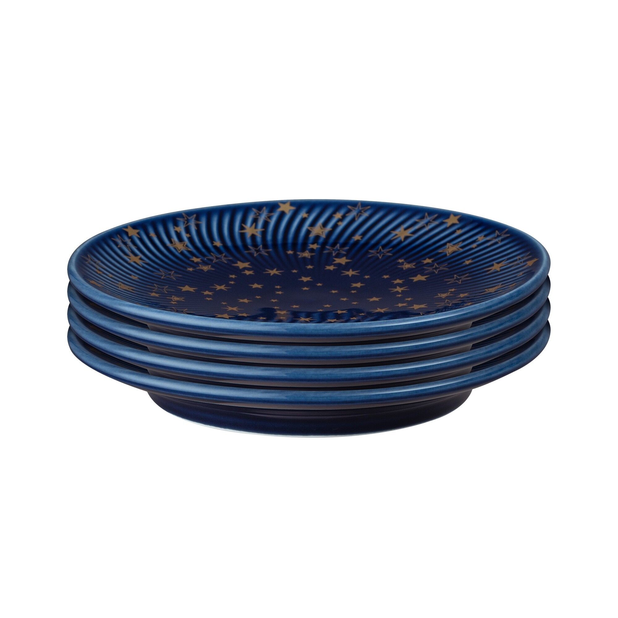 Product photograph of Porcelain Arc Blue Stars Small Plate Set Of 4 from Denby Retail Ltd